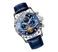 Orologio automatico, elegante orologio da polso business, timer personale, impermeabile, orologio meccanico per riunioni di lavoro, Blu, Refer to description, tinta unita