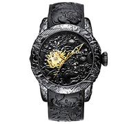Orologio automatico per gli uomini moda 3D inciso drago impermeabile grande quadrante sportivo orologio da polso, Nero automatico, 50mm, Orologio meccanico, a carica automatica, automatico