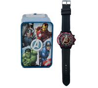 Orologio da polso analogico Avengers Marvel in scatola di latta idea regalo (Rosso)