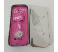 Orologio Barbie Vintage Zeon Quartz Cinturino Rosa Scacchi Con Scatola Latta
