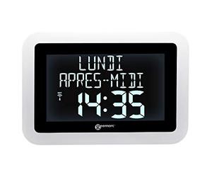 Orologio Calendario Retroilluminato con Caratteri Grandi - Geemarc Viso15 Visualizza Automaticamente l'Ora Esatta - Perfetto per gli Anziani - Alimentazione a Rete - Versione IT
