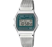 Orologio Casio A158WEM-3EF Vintage Cinturino Acciaio Quadrante Verde LED