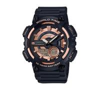 OROLOGIO CASIO AEQ-110W-1A3 ANALOGICO DIGITALE NERO ROSA GOMMA IMPERMEABILE