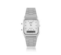 Orologio Casio AQ-230A-7D Retro Vintage Digitale Argento-Combo Analogico-Digi...