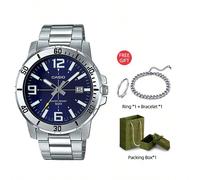 Orologio Casio Sporty da uomo con cinturino in acciaio inossidabile e quadrante analogico al quarzo, perfetto per l'abbigliamento quotidiano, regalo per uomo Dettagli prodottoModello: MTP-VD01D-1BV/MT
