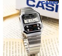 Orologio Casio Vintage Silver Retro Digital Classic A100WE-1ADF - Design senz...