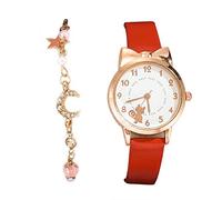 Orologio Casual Cat Quarzo Moda Coreano Ladies Set Bracciale Orologio Set Grande e Alto Orologi per Uomo, Rosso, misura unica