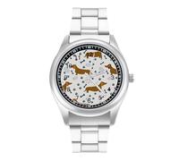 Orologio casual da uomo con stampa di bassotti e zampe, con cinturino in acciaio inossidabile, orologio da polso al quarzo in lega, Stile:, regular, Bracciale