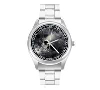 Orologio casual da uomo con teschio fumante nuvole con cinturino in acciaio inossidabile in lega di quarzo orologio da polso, Stile:, regular, Bracciale