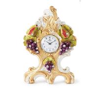 Orologio Ceramica da Tavolo Camino Soprammobile con Frutta Capodimonte Uva Fichi
