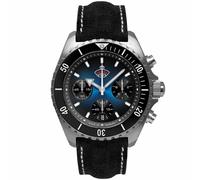 RUHLA Cronografo al quarzo Glasbach Cup Hill Climb (43 mm) quadrante blu scuro/cinturino in pelle nera resistente all'acqua 49703