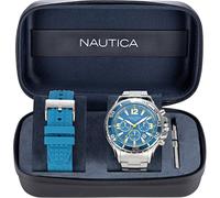Orologio + Cinturino NAUTICA NAPNSS219 Bracciale Acciaio Chrono Silicone Blu