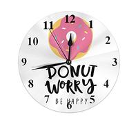 Orologio Citazione Ciambelle Dolci Con Ciambella Preoccuparsi Sii Felice Parola Torta Doodle Dot Orologio Da Parete Rotondo 10 Pollici Silenzioso Non Ticchettio Orologio Da Appendere Per La Decorazion