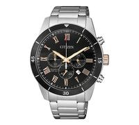 Orologio CITIZEN CHRONO AN8194-51E Acciaio Uomo Nero Oro Rosa Numeri Romani Nuov