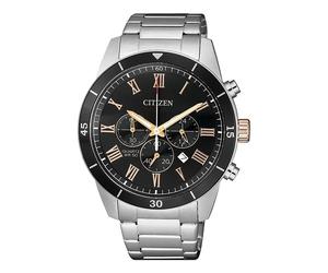Orologio CITIZEN CHRONO AN8194-51E Acciaio Uomo Nero Oro Rosa Numeri Romani Nuov