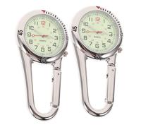 Orologio Clip-on Quarzo con Quadrante Fluorescente, 2 Pezzi Argento | Acciaio Inossidabile, Design a Moschettone per Zaino, Lettura nel Buio, per Alpinismo