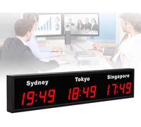 Orologio con 3/4 fusi orari di città, grande orologio digitale mondiale, orologio da parete for interni con fusi orari di città e fusi orari mondiali, for ufficio/casa/imprese multinazionali(3 City)