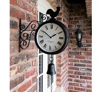 Orologio con campanella da esterno, con staffe e doppio quadrante - 20 cm di diametro