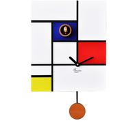 Orologio con cucù da Parete Around Mondrian in legno 28x12xh34 cm stampa su MDF multicolor