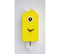 Orologio con Cucù da parete Farfalline 26x10xh12 cm cassa in MDF laccato , farfalline in metallo posizionabili con magnete Colore giallo