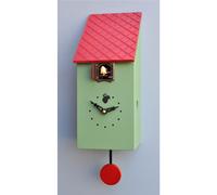 Orologio con cucù Portofino 13x12xh30 cassa in MDF laccata Verde , Ral6011 Tetto marrone verde
