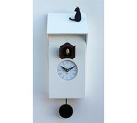 Orologio con cucù VICENZA Giallo 17x12xh37 cm cassa e tetto in MDF Laccato bianco e tetto BIANCO