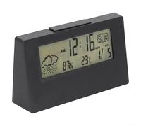 Orologio con display meteo con termoigrometro, sveglia luminosa e luce notturna per un sonno e un risveglio confortevoli (luce notturna nera)