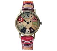 Orologio creativo multicolore da donna, cinturino intrecciato, alla moda, motivo arcobaleno, stile boho, hippie, stile casual, meraviglioso regalo da donna, Rosso, Sportivo