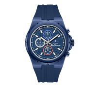Orologio cronografo al quarzo da uomo Ben Sherman Manchester con quadrante blu, cinturino in silicone blu, vetro minerale, 3 ATM, cassa da 43 mm