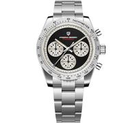 Orologio cronografo da uomo Pagani Design, quadrante “Panda” retrò da 40 mm, vetro zaffiro, movimento al quarzo giapponese VK63, bracciale in acciaio inossidabile 316L