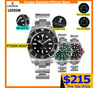 Orologio Cronos Sub Diver da Uomo Senza Data PT5000 Bracciale Spazzolato Lunetta in Ceramica Resistente all'Acqua fino a 200 Metri