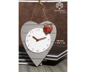 Orologio cuore 25,8 cm in legno, appendibile, Mandorle by Paben