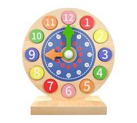 Orologio da apprendimento per bambini, orologio da apprendimento per bambini, in legno, per imparare a dire per bambini, orologio analogico colorato con visualizzazione dell'ora, orologio di