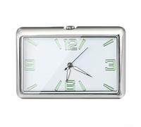 Orologio da auto con vetro e movimento al quarzo, forma quadrata, display digitale, adatto per montaggio sul cruscotto con adesivo e morsetto (parata bianca)