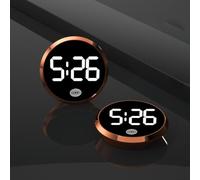 Orologio da auto per cruscotto, piccolo orologio rotondo per interni del veicolo, mini orologio digitale in ABS, accessorio per interni (oro rosa)