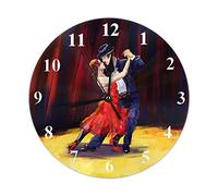 Orologio da ballo dipinto a olio di ballerini di tango con abito nero vestito rosso orologio da parete rotondo 25,4 cm silenzioso senza ticchettio orologio da appendere per la decorazione della casa