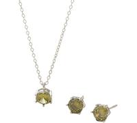 Orologio da Collo Orologio per Donne Gioielli di Argento all'oro, amuleto di zirone e orecchiette degli Anni di Nascita Set Sposa Cerimonia Addetto Regalo di Nozze Set sottane