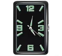Orologio da cruscotto con movimento al quarzo e specchio rettangolare in vetro display digitale con adesivi e morsetto per un fissaggio sicuro (poster nero)