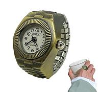Orologio da dito da donna,Orologio ad anello vintage - Orologio ad anello in bronzo al quarzo stile puntatore con cinturino retrattile per benefici ai dipendenti