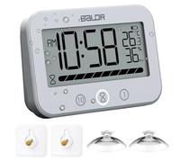 Orologio da doccia impermeabile e timer, termometro igrometro digitale da appendere alla parete, ampio display con barra di avanzamento visivo, conto alla rovescia, umidità della temperatura, 2