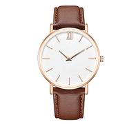 Orologio da donna al quarzo con cinturino in pelle, analogico, al quarzo, quadrante di personalità, casual, elegante, da donna, da lavoro, per la salute, Marrone, misura unica, Cinturino
