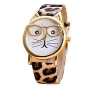 Orologio da donna al quarzo con quadrante con gatti, alla moda, per la vecchia scuola