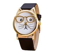 Orologio da donna al quarzo con quadrante con gatti, alla moda, per la vecchia scuola, Nero , misura unica, Cinturino