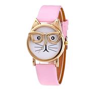 Orologio da donna al quarzo con quadrante con gatti, alla moda, per la vecchia scuola, rosa, misura unica, Cinturino
