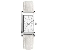 Orologio da donna al quarzo, elegante, rettangolare, con cinturino in pelle e corona di cristallo blu, Y Argento Bianco, Moda, classica, semplice