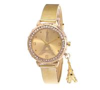 Orologio da donna alla moda con strass scintillanti, con ciondolo a forma di torre Eiffel, orologio analogico al quarzo, ideale come regalo di compleanno per la festa della mamma, Gold-B.