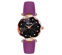 Orologio da donna alla moda da donna, con foglia, creativo, orologio da cintura per studenti, al quarzo, alla moda, orologio da polso grande per donne, Viola, misura unica