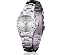 Orologio da donna analogico al quarzo con cinturino in acciaio inossidabile, orologio da polso alla moda casual impermeabile con numeri romani e strass luminosi, Argento, Orologio al quarzo