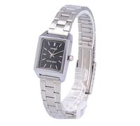 Orologio da donna Casio LTP-V007D-1E quadrante nero quadrato catena argento/v...