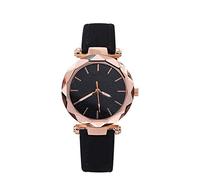 Orologio da donna casual al quarzo con quadrante scintillante cinturino in pelle orologio cronografo da donna, Nero , misura unica